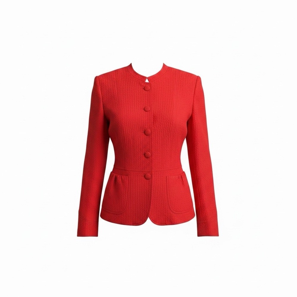 Armani Collezioni Women's Red Short Jacket Size 10 Button Front Pockets